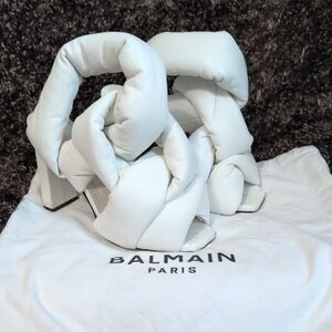 Balmain Ivory Padded Heeled Sandals